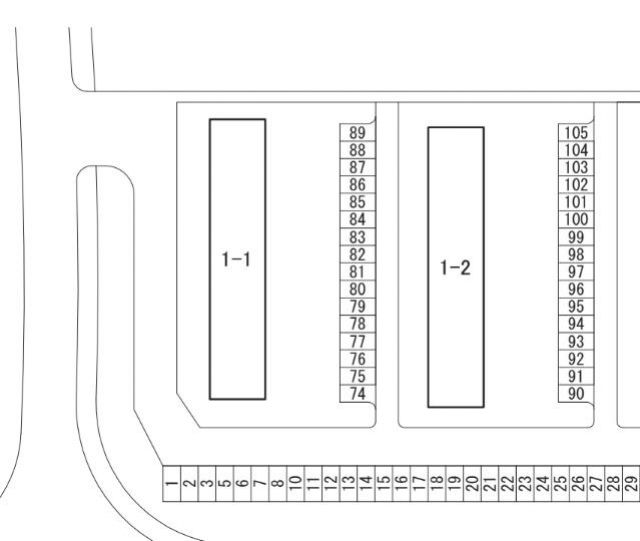 茶山台団地駐車場【1-1号棟と1-2号棟の間 74番～89番エリア】(30086)の駐車場写真