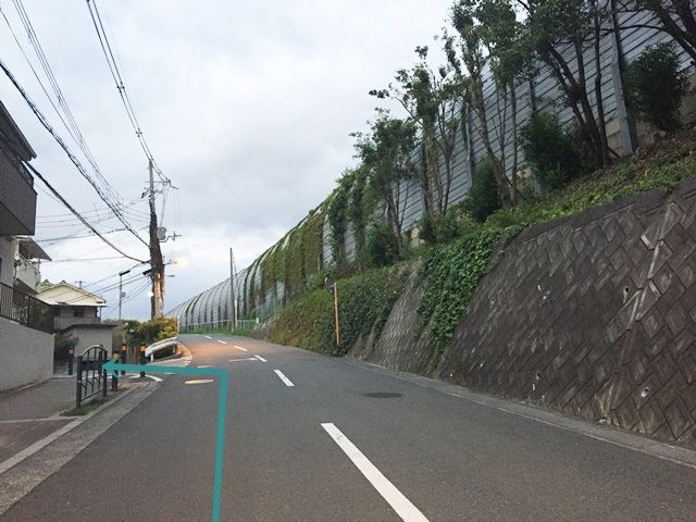 【道順2】1つ目の角を「斜め左方向」へお進みください。