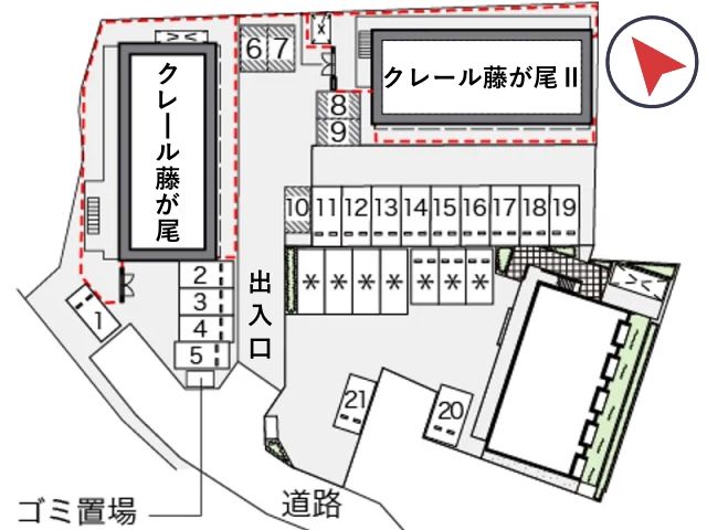 レオパレスクレール藤が尾Ⅱ駐車場【39673】の駐車場写真