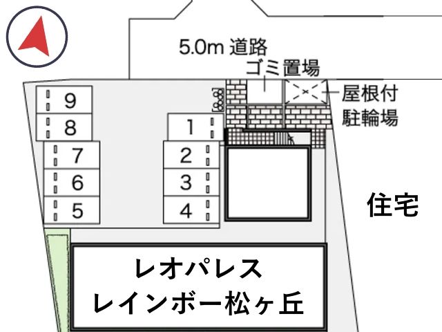 レオパレスレインボー松ヶ丘駐車場【41901】の駐車場写真