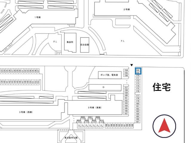 東大阪新上小阪団地駐車場(3号棟東棟付近)の駐車場写真