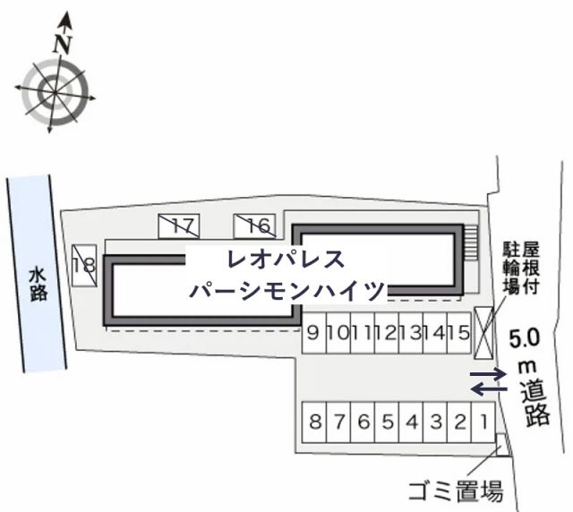 レオパレスパーシモンハイツ駐車場【29895】の駐車場写真