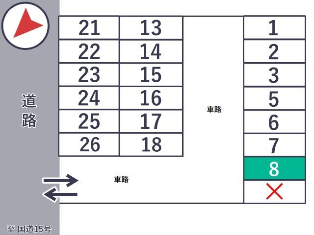 ガレージ銀車利東六郷№８区画の駐車場写真