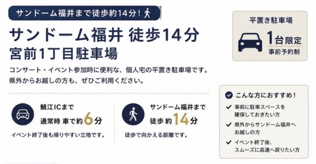【R】サンドーム福井 徒歩13分｜宮前1丁目駐車場(右側)の駐車場写真
