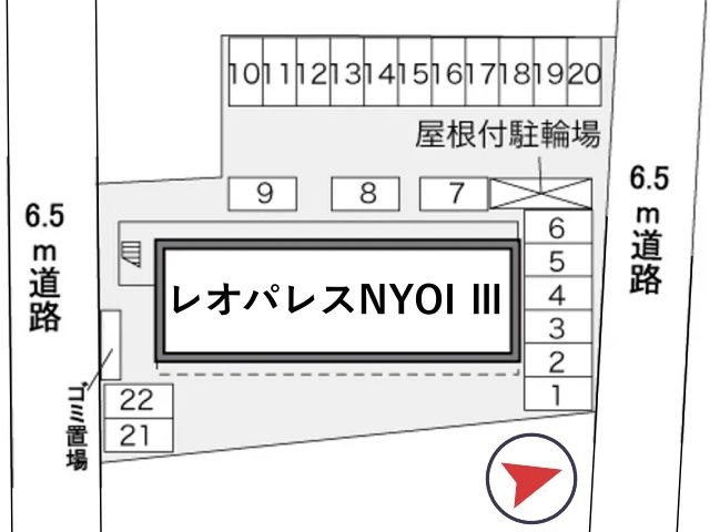 レオパレスNYOI Ⅲ駐車場【33232】の駐車場写真