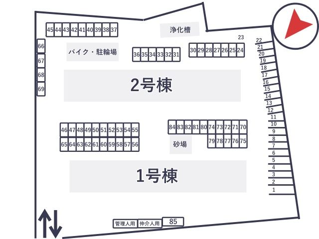 ビレッジハウスすさみ【W-331】駐車場※1号棟と2号棟の間付近の駐車場写真