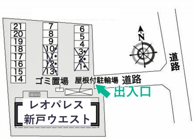 レオパレス新戸ウエスト駐車場【36591】の駐車場写真
