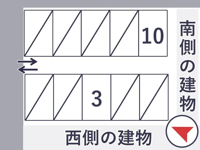 アパート南側月極駐車場の駐車場写真