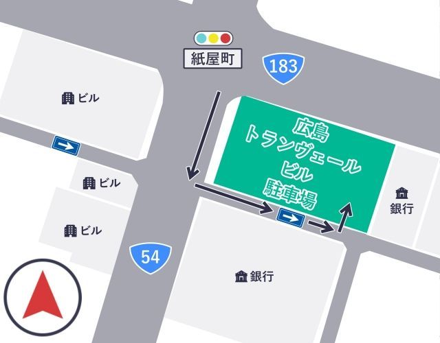 【平日】《車両高さ200㎝まで》広島トランヴェールビル駐車場 ※ハイルーフの駐車場写真