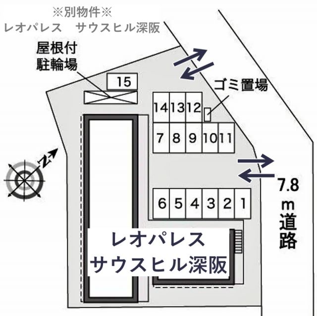 レオパレスウォームコーポ深阪駐車場【35392】の駐車場写真