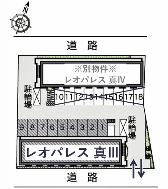 レオパレス真Ⅲ駐車場【13677】の駐車場写真