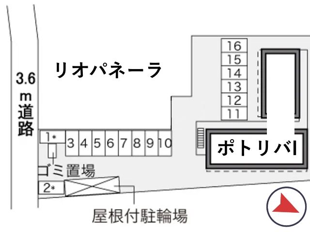 レオパレスポトリバI駐車場【33388】の駐車場写真