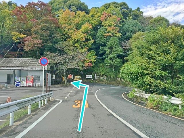 坂の下を左折します