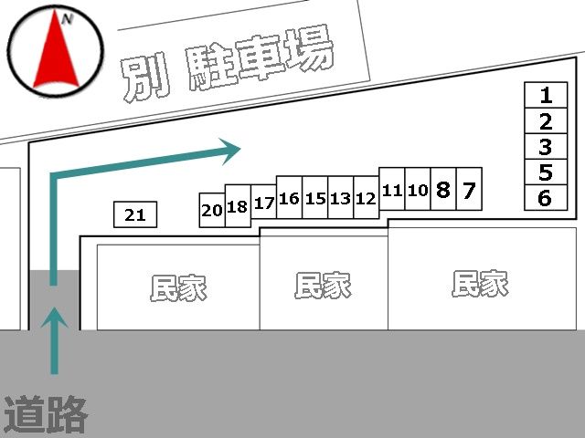 駐車場区画図をご確認のうえ、駐車スペースにお間違いのないようご注意ください。