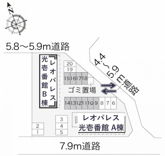 レオパレス光壱番館駐車場【14626】の駐車場写真