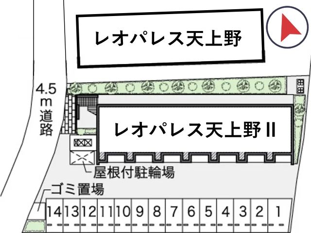 レオパレス天上野Ⅱ駐車場【43085】の駐車場写真