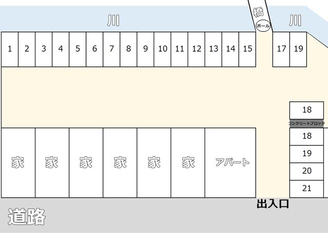 こちらの駐車場の区画図を参考に、ご予約時のスペースに駐車してください