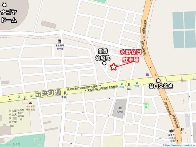 当駐車場の位置と付近の状況がわかる図面です。かならずご確認のうえ、駐車場にお間違いのないようご注意ください。
