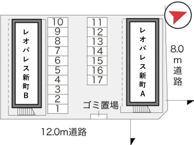 レオパレス新町B駐車場【11846】の駐車場写真