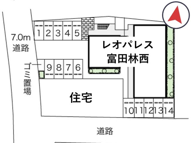 レオパレス富田林西駐車場【47130】の駐車場写真