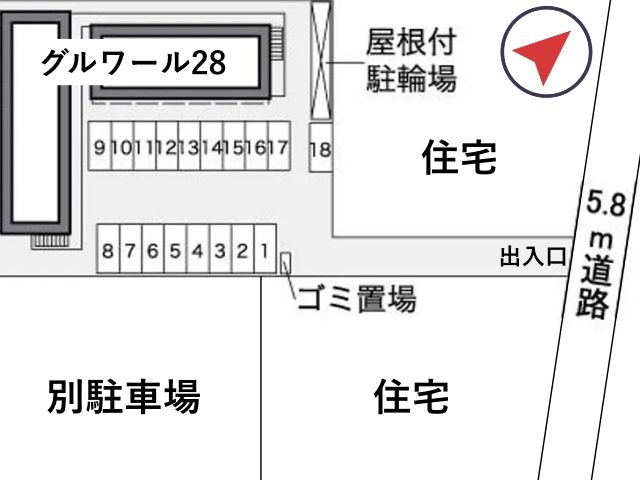 レオパレスグルワール28駐車場【37783】の駐車場写真