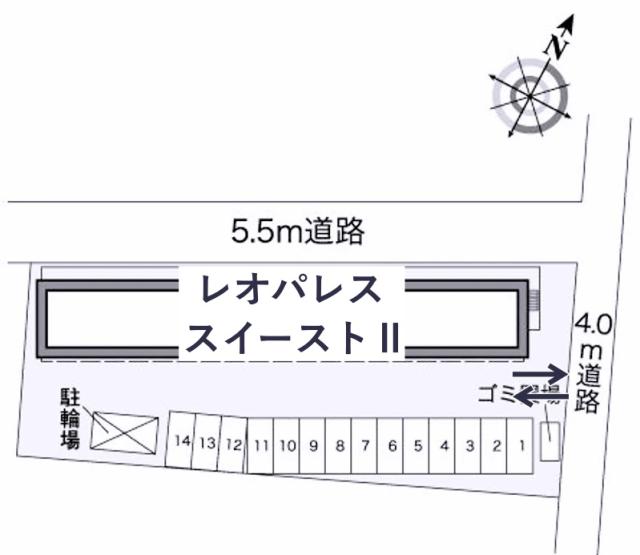 レオパレスイーストⅡ駐車場【26264】の駐車場写真