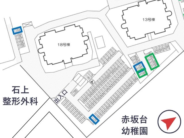 赤坂台3丁 団地駐車場(18号棟付近)の駐車場写真