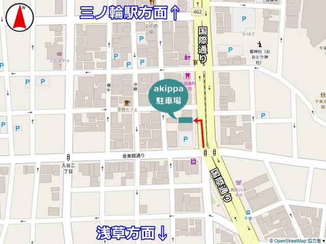 駐車場周辺のマップです。ご確認くださいませ。