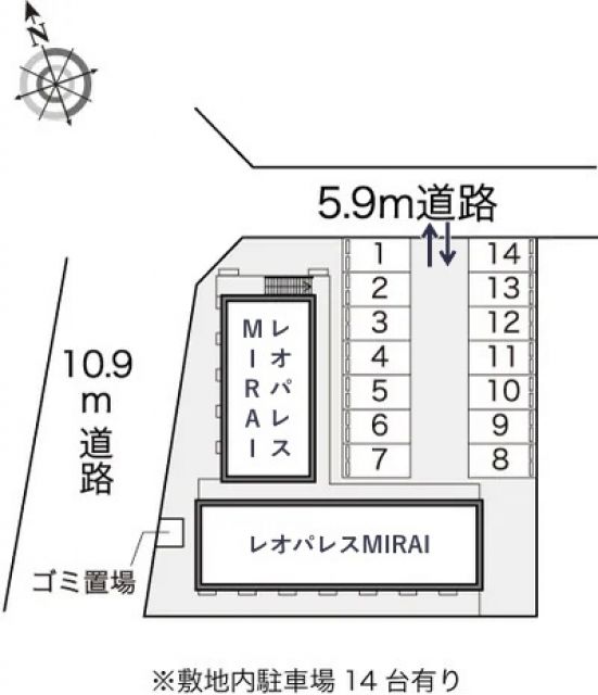 レオパレスMIRAI駐車場【12587】の駐車場写真