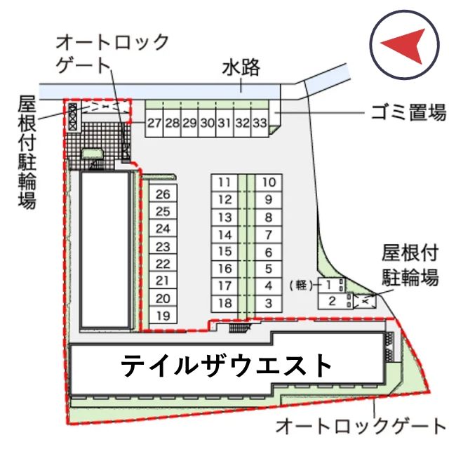 レオパレステイルザウエスト駐車場【40140】の駐車場写真