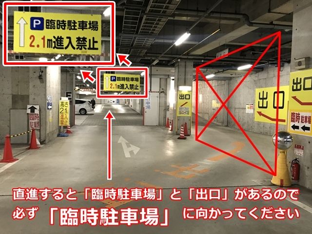 直進して臨時駐車場へ向かってください