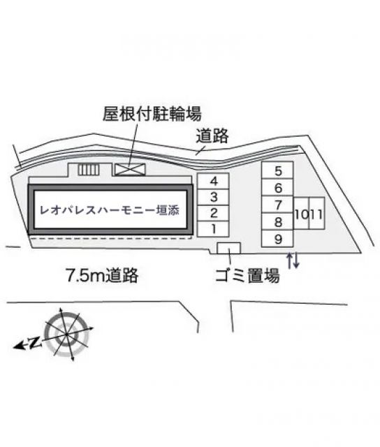 レオパレスハーモニー垣添駐車場【35904】の駐車場写真