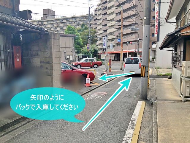 バックで入庫してください