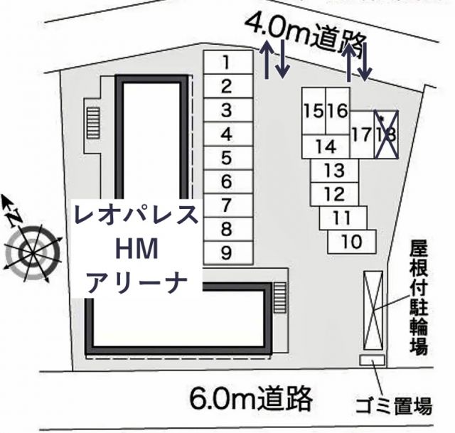 レオパレスHMアリーナ駐車場【39425】の駐車場写真