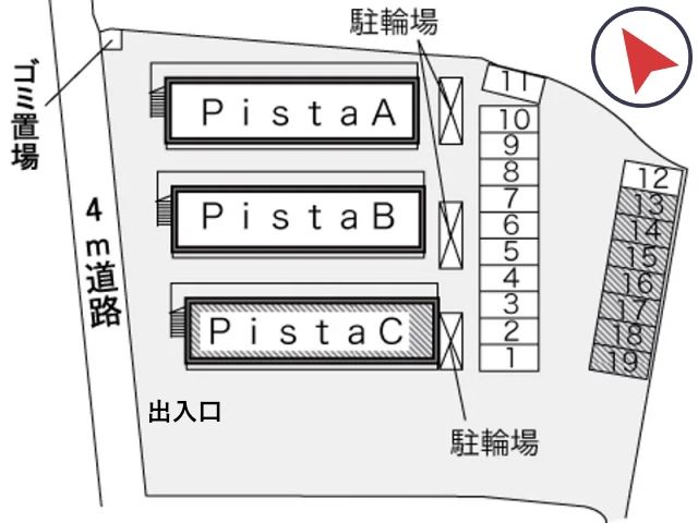 レオパレスPistaA駐車場【18019】の駐車場写真