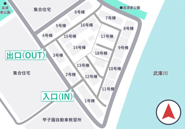 【17号棟,18号棟付近】県営西宮高須鉄筋住宅駐車場 の駐車場写真