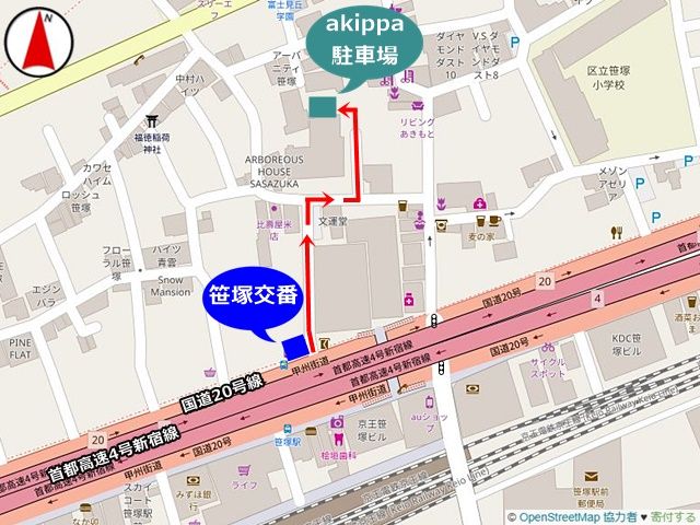 駐車場周辺の地図です。