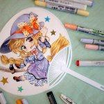 うちわにキャラクターを描くワークショップ　モノマチ