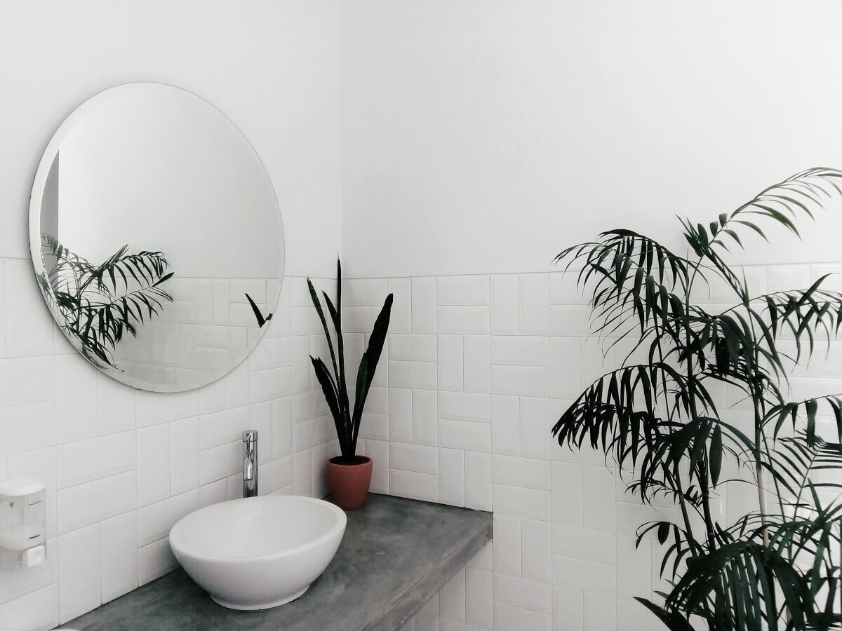 観葉植物のある洗面台