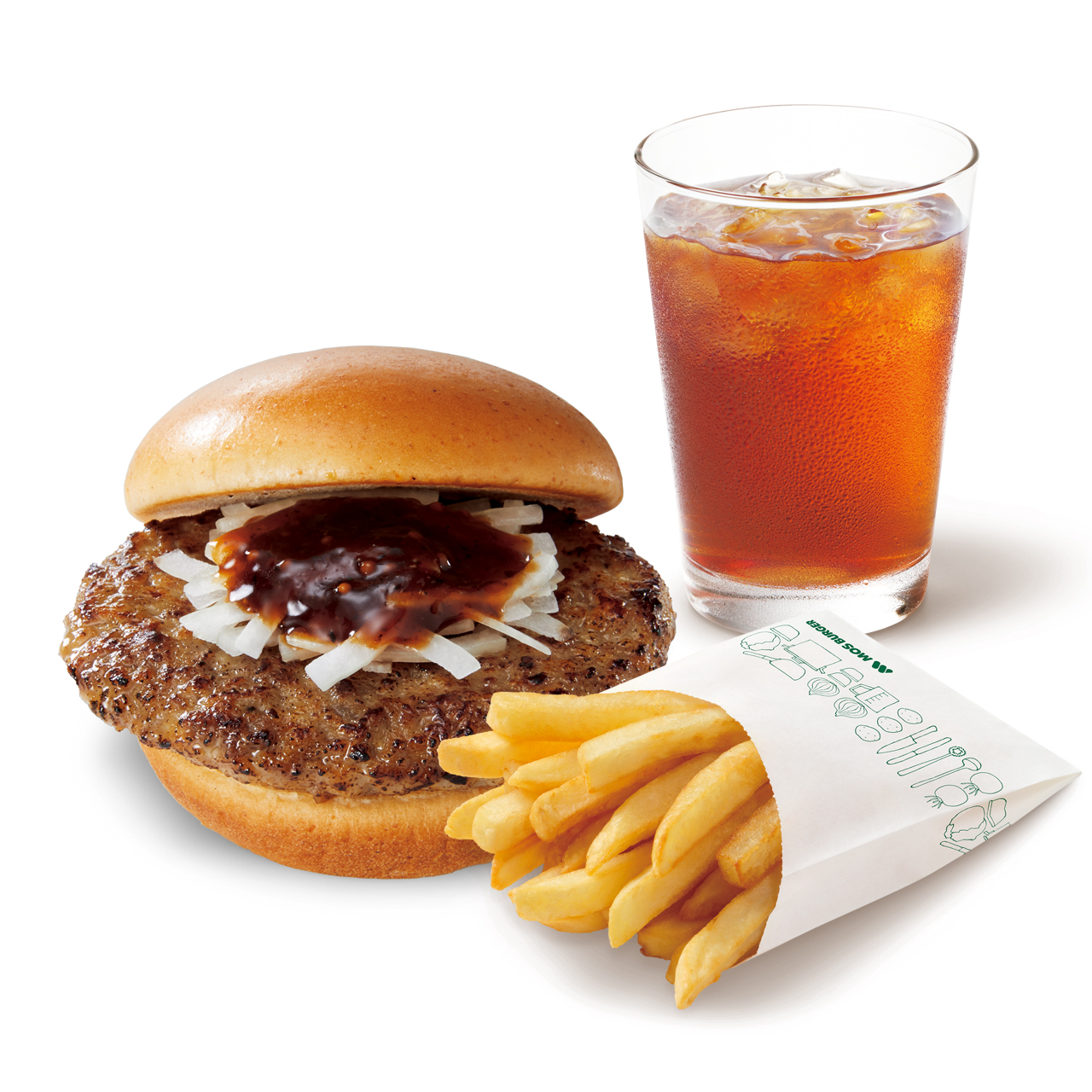 とびきりハンバーグサンド<和風ソース>ポテトLセット(とびきりハンバーグサンド<和風ソース>+ポテトLサイズ+セットドリンクMサイズ※スープ、シェイク不可)