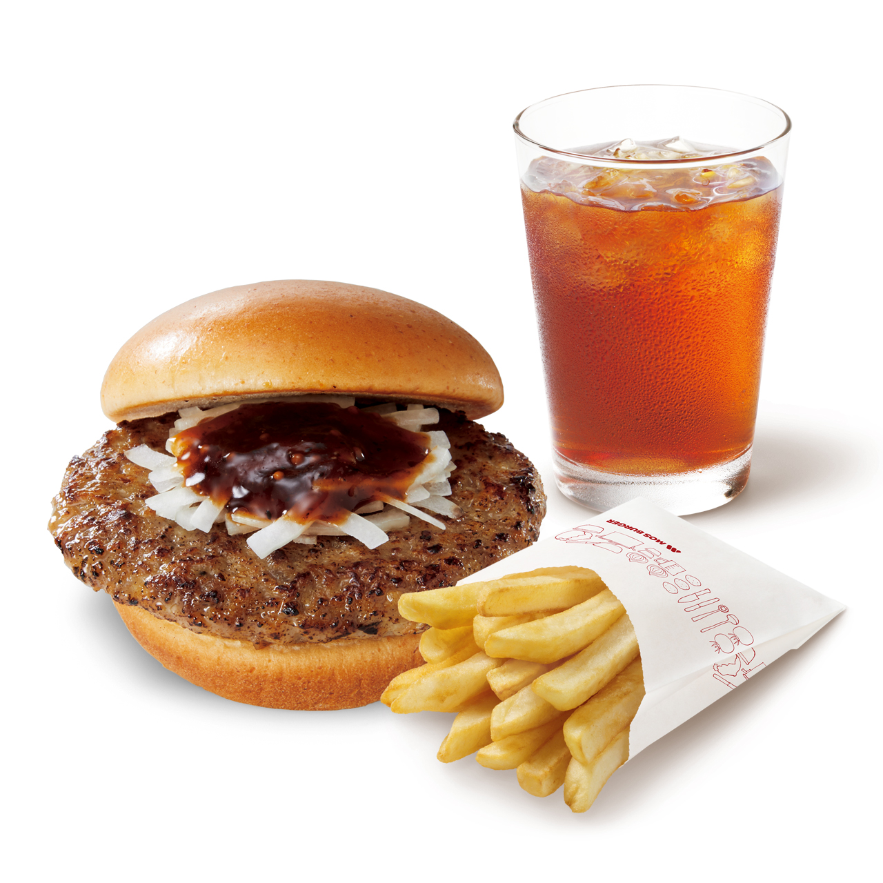 とびきりハンバーグサンド<和風ソース>ポテトSセット(とびきりハンバーグサンド<和風ソース>+ポテトSサイズ+セットドリンクMサイズ※スープ、シェイク不可)