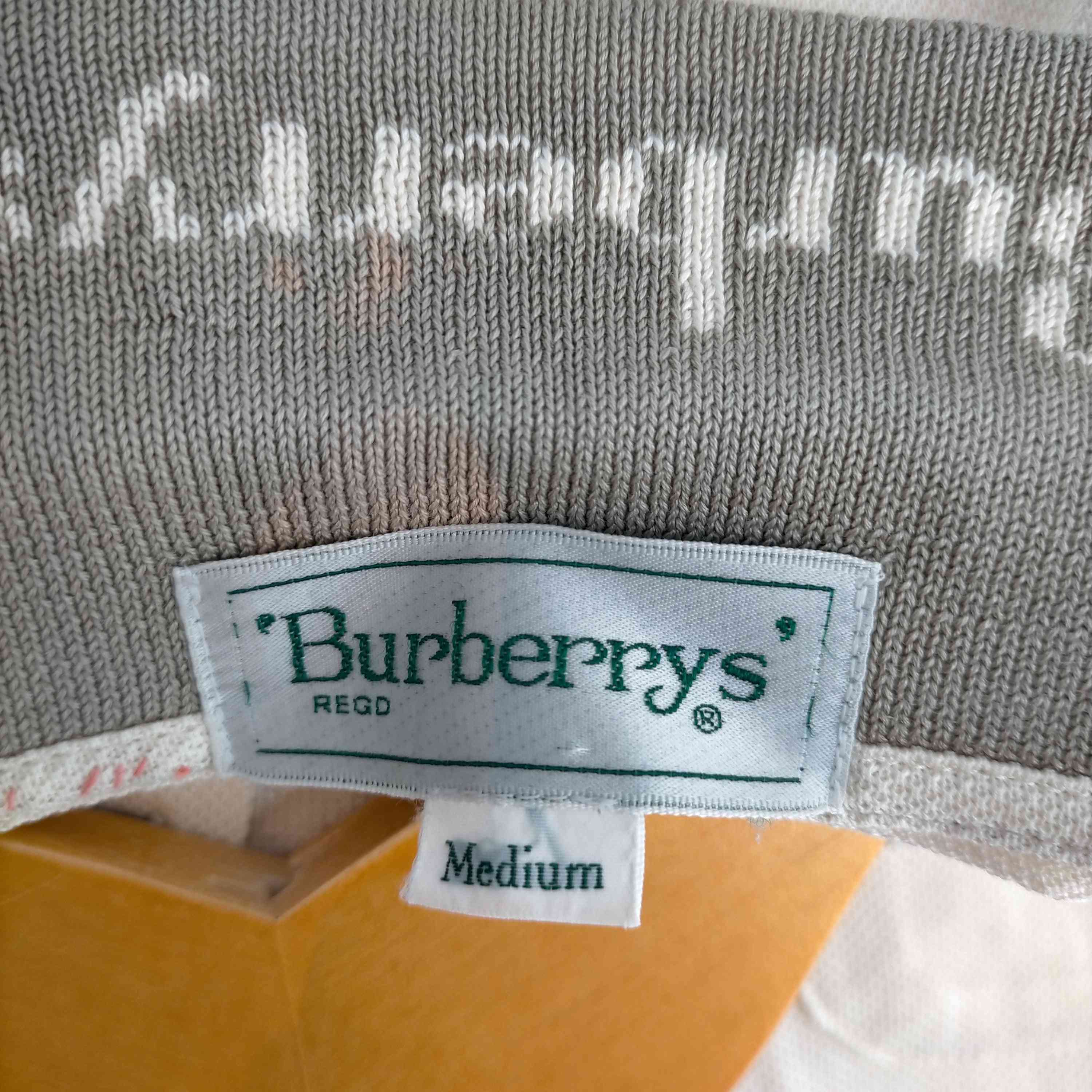 BURBERRYS(バーバリーズ)90s フロント襟ロゴ 片ポケポロシャツ 【中古