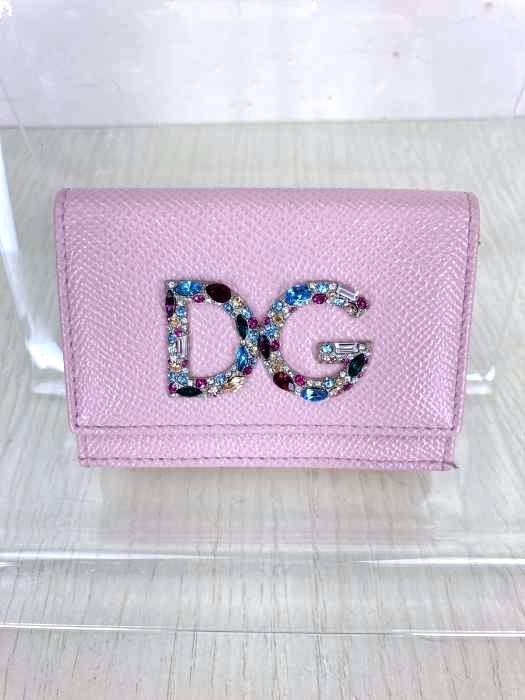 DOLCE&GABBANA（ドルチェアンドガッバーナ） ロゴラインストーン レザー 三つ折り財布 レディース 財布・ケース