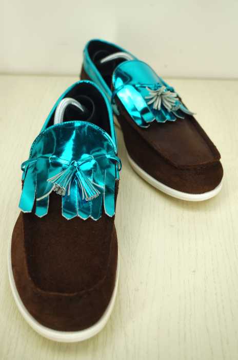 LORINZA×Rhythm Footwear（ロリンザ×リズムフットウェア） メタリック切替タッセルモカシンシューズ メンズ シューズ
