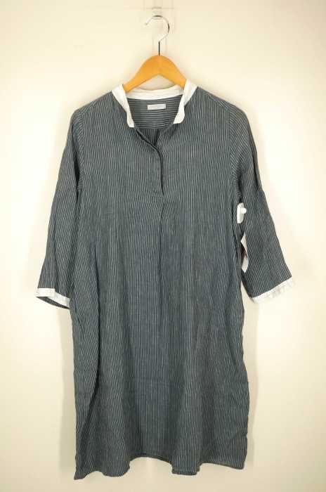 fog linen work （フォグリネンワーク） ノーカラーリネンシャツワンピース レディース ワンピース