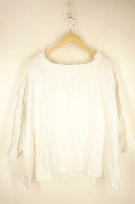 nest Robe (ネストローブ) リネンフリルチェックプルオーバー レディース トップス