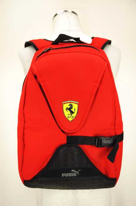 PUMA Ferrari （プーマフェラーリ） コラボ同色チェッカーフラッグ柄バックパック リュックサック メンズ バッグ