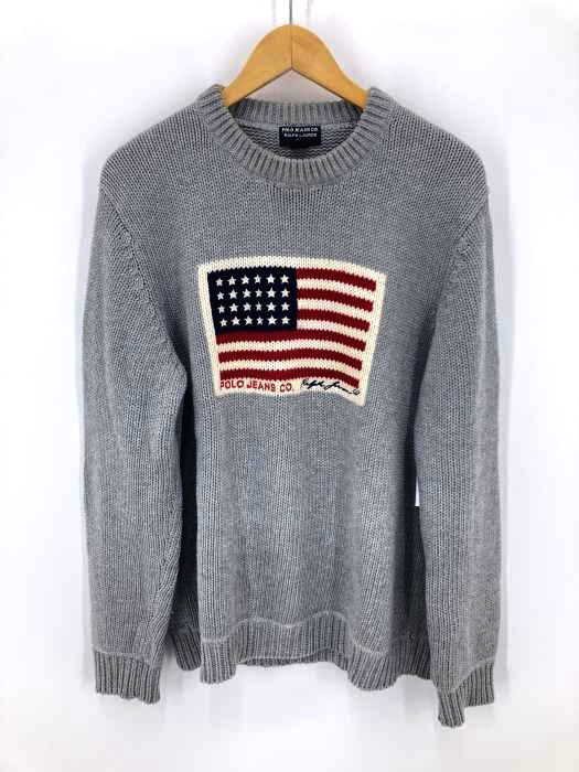 POLO JEANS COMPANY RALPH LAUREN(ポロジーンズカンパニーラルフローレン) 星条旗 コットン クルーネックニットセーター メンズ トップス