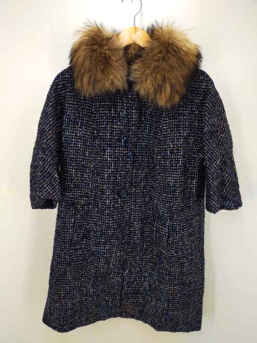MARYQUANT(マリークワント) LONDON チャイニーズラクーンファー ツイードコート レディース アウター
