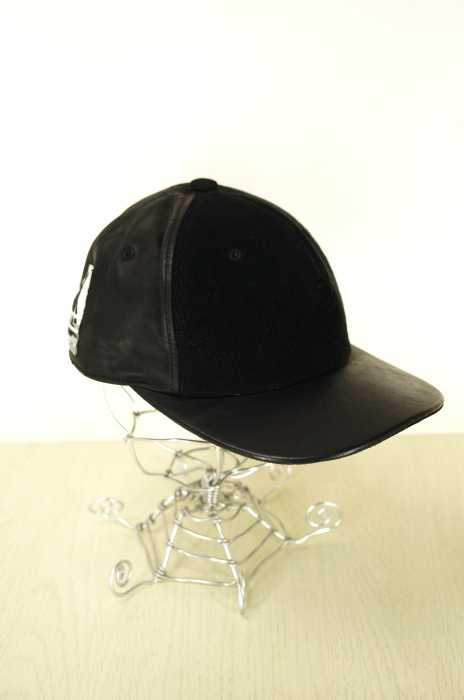 Rick Owens DRKSHDW (リック オウエンス ダークシャドウ) フォトアップリケ レザーキャップ メンズ 帽子